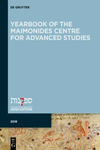 Yearbook of the Maimonides Centre for Advanced Studies. 2018_cover