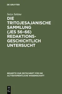 Die Tritojesajanische Sammlung redaktionsgeschichtlich untersucht_cover