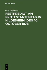 Festpredigt am Protestantentag in Hildesheim, den 10. October 1878_cover