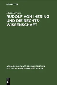 Rudolf von Ihering und die Rechtswissenschaft_cover