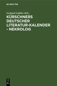 Kürschners Deutscher Literatur-Kalender - Nekrolog_cover