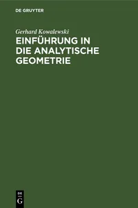 Einführung in die analytische Geometrie_cover