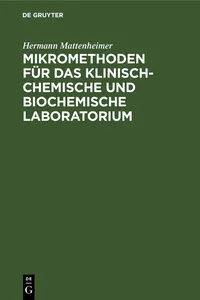 Mikromethoden für das klinisch-chemische und biochemische Laboratorium_cover