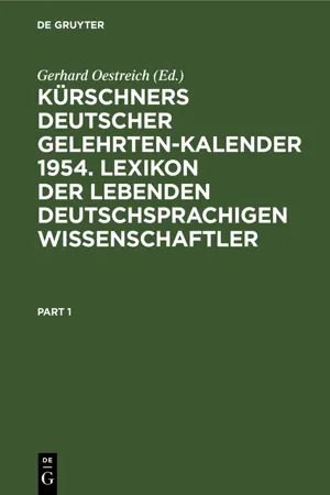 Kürschners Deutscher Gelehrten-Kalender 1954. Lexikon der lebenden deutschsprachigen Wissenschaftler