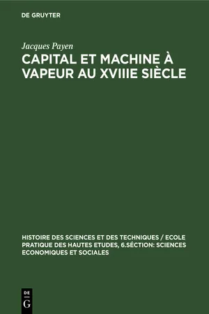 Capital et machine à vapeur au XVIIIe siècle