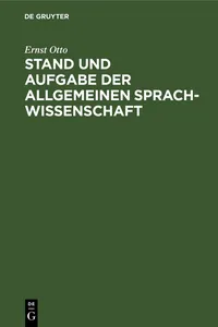 Stand und Aufgabe der allgemeinen Sprachwissenschaft_cover