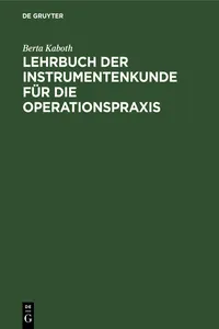 Lehrbuch der Instrumentenkunde für die Operationspraxis_cover