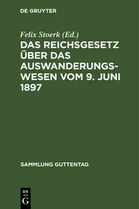 Das Reichsgesetz über das Auswanderungswesen vom 9. Juni 1897_cover