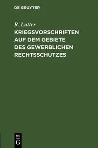 Kriegsvorschriften auf dem Gebiete des gewerblichen Rechtsschutzes_cover