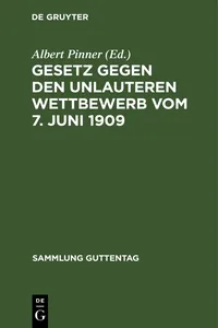 Gesetz gegen den unlauteren Wettbewerb vom 7. Juni 1909_cover