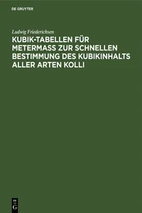 Kubik-Tabellen für Metermaß zur schnellen Bestimmung des Kubikinhalts aller Arten Kolli_cover