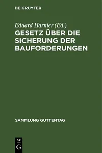 Gesetz über die Sicherung der Bauforderungen_cover