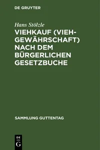 Viehkauf nach dem Bürgerlichen Gesetzbuche_cover