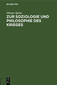 Zur Soziologie und Philosophie des Krieges_cover