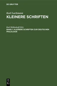 Kleinere Schriften zur deutschen Philologie_cover