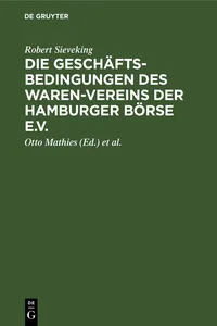 Die Geschäftsbedingungen des Waren-Vereins der Hamburger Börse e.V._cover