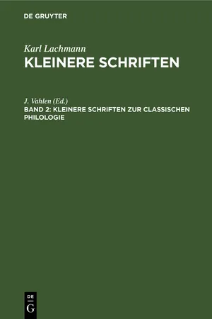 Kleinere Schriften zur classischen Philologie