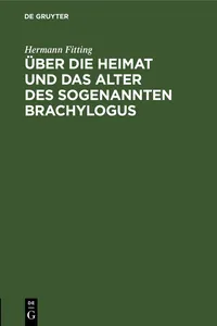 Über die Heimat und das Alter des sogenannten Brachylogus_cover