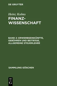 Erwerbseinkünfte, Gebühren und Beiträge, Allgemeine Steuerlehre_cover