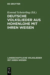 Deutsche Volkslieder aus Hohenlohe mit ihren Weisen_cover