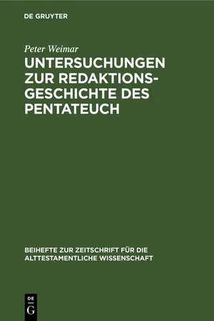 Untersuchungen zur Redaktionsgeschichte des Pentateuch