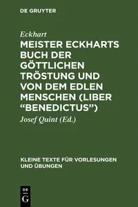 Meister Eckharts Buch der göttlichen Tröstung und von dem edlen Menschen_cover