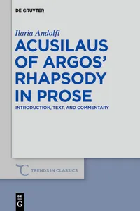 Acusilaus of Argos' Rhapsody in Prose_cover