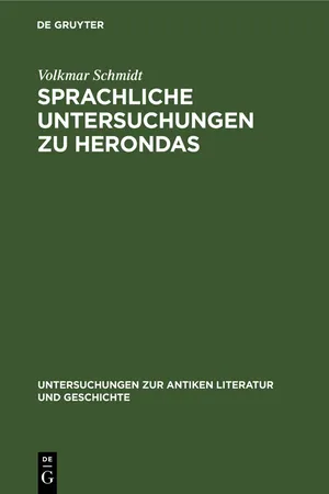 Sprachliche Untersuchungen zu Herondas