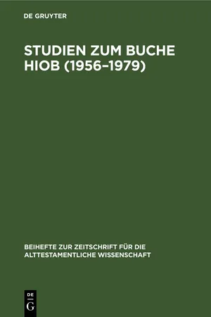 Studien zum Buche Hiob (1956–1979)