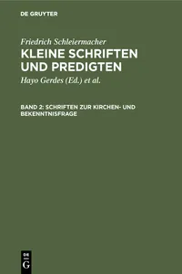 Schriften zur Kirchen- und Bekenntnisfrage_cover