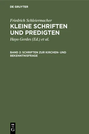 Schriften zur Kirchen- und Bekenntnisfrage