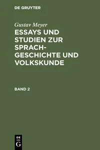 Gustav Meyer: Essays und Studien zur Sprachgeschichte und Volkskunde. Band 2_cover