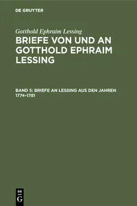 Briefe an Lessing aus den Jahren 1774–1781_cover