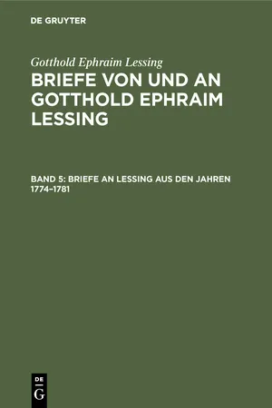 Briefe an Lessing aus den Jahren 1774–1781