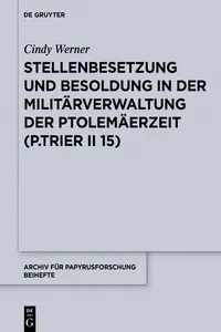 Stellenbesetzung und Besoldung in der Militärverwaltung der Ptolemäerzeit_cover