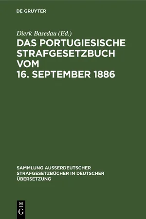 Das Portugiesische Strafgesetzbuch vom 16. September 1886