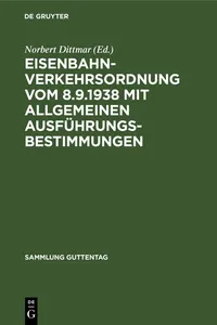 Eisenbahn-Verkehrsordnung vom 8.9.1938 mit Allgemeinen Ausführungsbestimmungen_cover