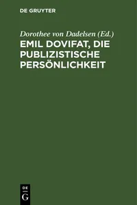 Emil Dovifat, Die publizistische Persönlichkeit_cover