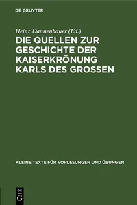 Die Quellen zur Geschichte der Kaiserkrönung Karls des Großen_cover