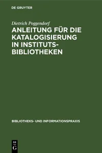 Anleitung für die Katalogisierung in Institutsbibliotheken_cover