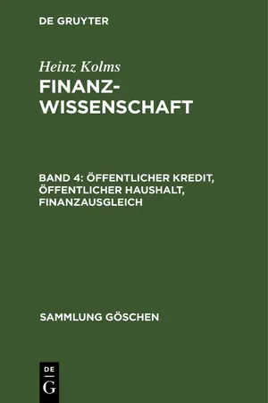 Öffentlicher Kredit, öffentlicher Haushalt, Finanzausgleich