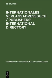 Internationales Verlagsadreßbuch / Publishers' international directory_cover