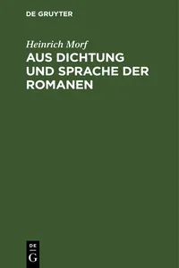 Aus Dichtung und Sprache der Romanen_cover