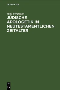 Jüdische Apologetik im neutestamentlichen Zeitalter_cover