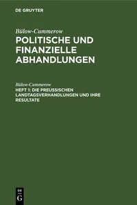 Die preussischen Landtagsverhandlungen und ihre Resultate_cover