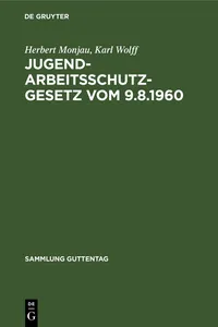 Jugendarbeitsschutzgesetz vom 9.8.1960_cover