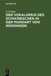 Der Vokalismus des Schwäbischen in der Mundart von Münsingen_cover