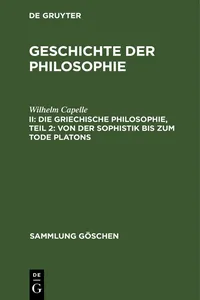 Die griechische Philosophie, Teil 2: Von der Sophistik bis zum Tode Platons_cover