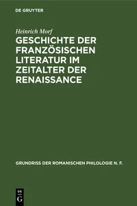 Geschichte der französischen Literatur im Zeitalter der Renaissance_cover