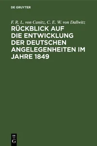 Rückblick auf die Entwicklung der deutschen Angelegenheiten im Jahre 1849_cover